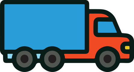 Colorful Cartoon Truck Illustration in Flat Style Vector