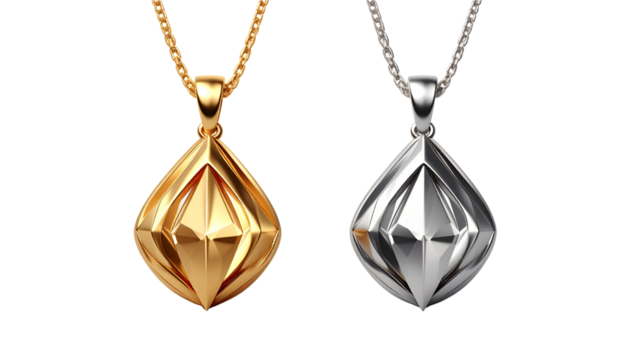 3D Jewelry Necklace Duo Collection, isolated on transparent background