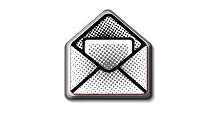 Open Envelope Icon with Halftone Pattern and Shadow Effect