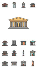 Obraz premium Collection of various architectural illustrations, showcasing diverse building designs and structures.