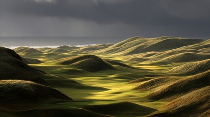 Dramatic landscape dunes sunlight