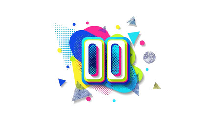 Colorful Play Button Number Two in Trendy Geometric Style