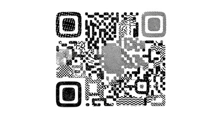Abstract Black and White QR Code with Various Patterns