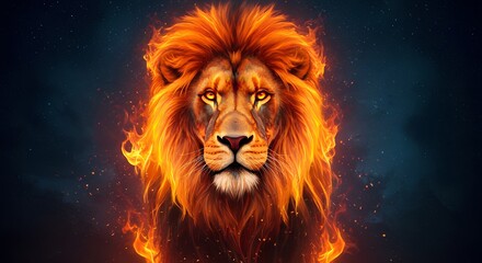 Fototapeta premium Fiery lion portrait