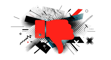 Red Thumb Down Hand Gesture Symbolizing Disapproval.