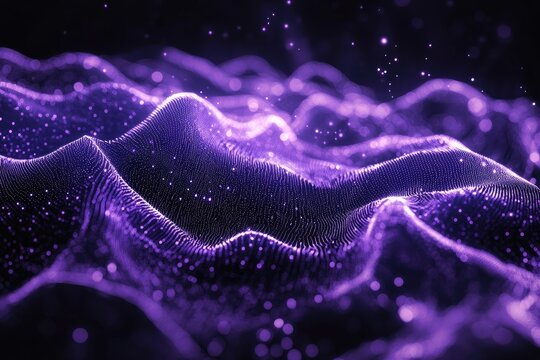 Abstract purple digital wave, particle design - Powered by Adobe
