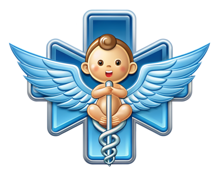 Cute Baby Angel with Medical Symbol Representing Pediatric Healthcare and Wellness