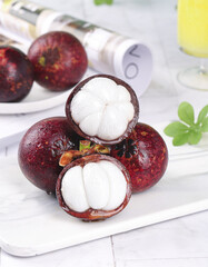 Fresh Thai Mangosteen Fruit with White Flesh Segments - Exotic Tropical Fruit from Thailand