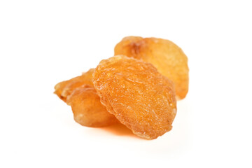 Dried Apricot Slices on White Background - Healthy Dehydrated Fruit Snack