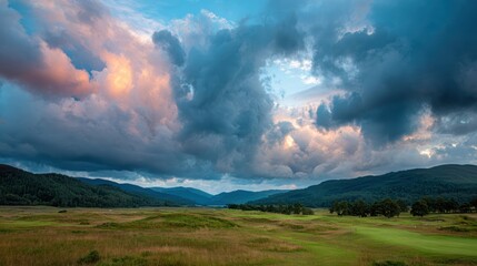 Dramatic sky over plains landscape