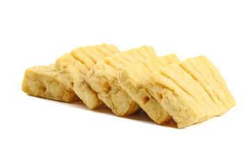 Dried Tofu Slices Traditional Asian Soy Protein Food Ingredient White Background