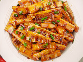 Stir Fried Bamboo Shoots with Bacon and Shiitake Mushrooms Asian Cuisine
