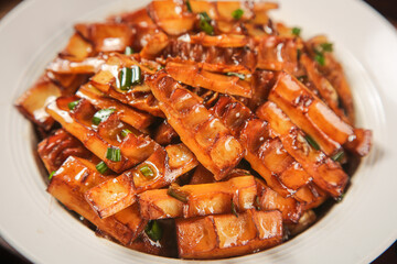 Stir-Fried Bamboo Shoots and Shiitake Mushrooms Asian Spring Vegetable Dish