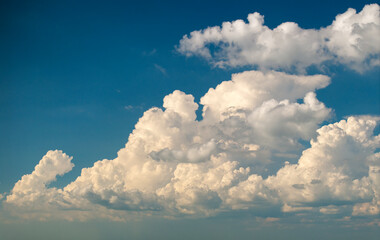 Florida weather in summer rain season. Blue sky with white clouds. Bright skyscape