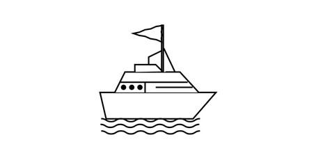 Ship Vector Floating in the sea, Ship Logo PNG Isolated on the Transparent Background