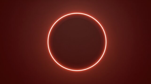 Red neon oval frame on dark background
