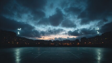 Cloudy evening cityscape