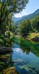 Serene mountain river landscape