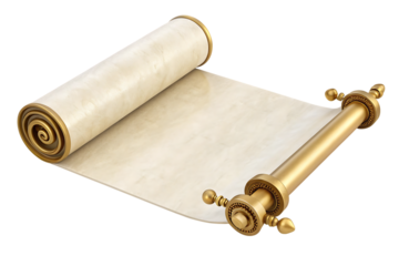 Open scroll paper with golden handles decoration tips