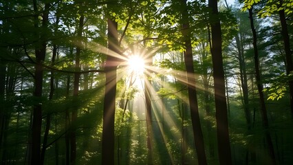 Sunlight shining through the trees