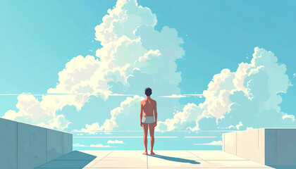 Obraz premium Person watching clouds from rooftop
