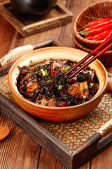 Braised Pork Belly with Preserved Vegetables in Clay Pot - Traditional Asian Cuisine