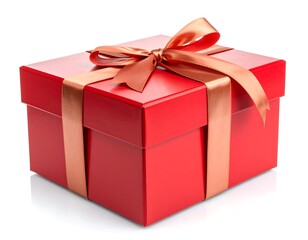 Obraz premium A red gift box with a gold ribbon