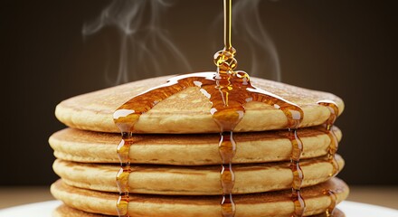 Stack of pancakes with maple syrup