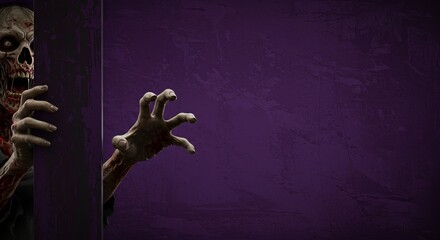 
Zombie emerging from the shadow. Space for text