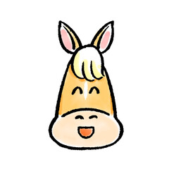 笑顔の馬の顔の手書きイラスト