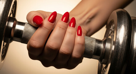 Woman's Hand Gripping a Dumbbell Strength and Fitness Focused Image