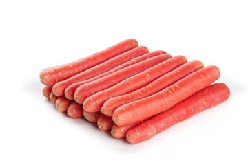 Fresh Red Skinned Carrots on White Background