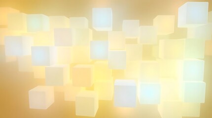 abstract background made of yellowy and blue glow cubes background. 3d render