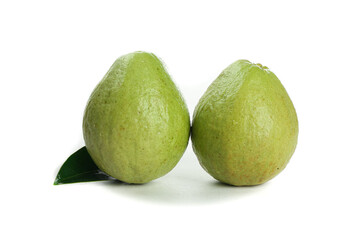 Fresh Guava Fruits from Guangxi China on White Background - Tropical Asian Fruit with Soft Cream Flesh