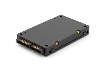 Modern black solid state drive on white delivers fast data storage and efficient performance for business and personal use, showcasing sleek design elements
