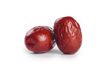 Red Xinjiang Jujube Dates Sweet Chinese Dried Fruit White Background Stock Photo