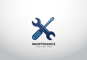 Craft a modern maintenance logo with a wrench and screwdriver, ideal for a repair service or handyman brand, symbolizing reliability and expert solutions