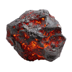 Glowing volcanic rock isolated on transparent background