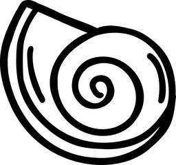 A black and white outline of a snail shell
