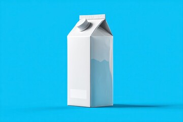 White Milk Carton on Blue Background with Simple Clean Design