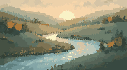 Mountain river landscape abstract water