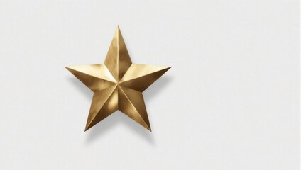 Obraz premium Elegant golden star on white background, perfect for awards, achievements, celebrations, and adding a touch of luxury to any design
