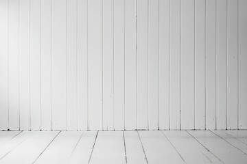 Fototapeta premium 白い木の壁と床の背景