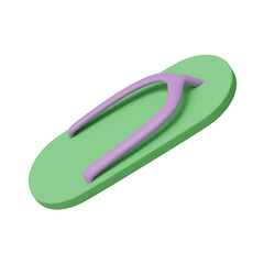 A 3D illustration of a pair of flip-flops in pink with red straps. The design is simple and playful, making it suitable for summer, beach, vacation, casual lifestyle, and footwear concepts.