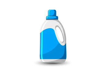 Bright blue liquid detergent bottle with handle and cap, perfect for cleaning product advertising and domestic use visuals.