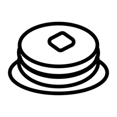 Pancakes Line Icon of Breakfast Dishes Icon Set