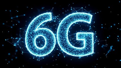 6G Future Connectivity. 6G glowing particle network technology digital communication futuristic blue abstract background innovation connectivity - Powered by Adobe
