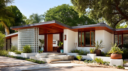 Fototapeta premium Classic Mid-Century Modern Wooden Entrance Door Detail