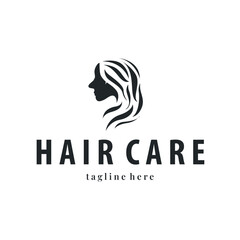 hair care logo design illustration beauty woman hair with care illustration symbol icon template design