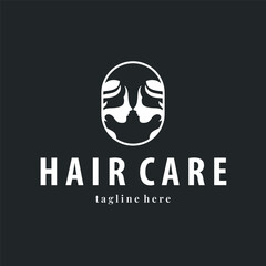 hair care logo design illustration beauty woman hair with care illustration symbol icon template design